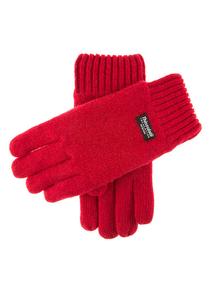 Men's red Thinsulate lined knitted gloves