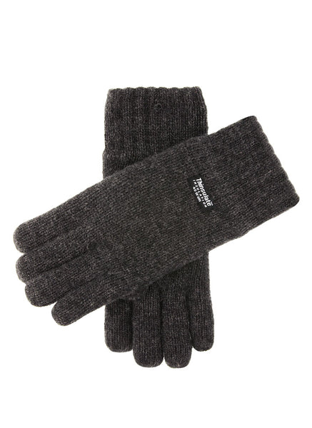 Men's dark grey Thinsulate lined knitted gloves