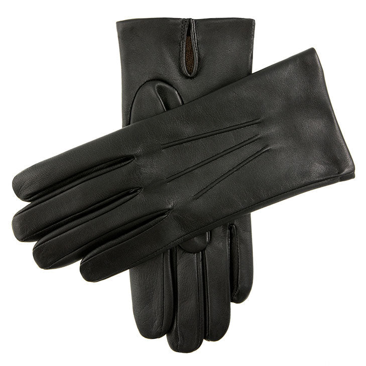 Men's Classic Cashmere Lined Leather Short Finger Gloves Dents