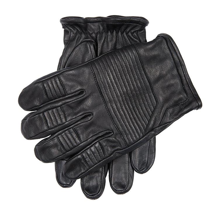 Men’s Touchscreen Water-Resistant Lined Goatskin Leather Gloves with Stitch Detail