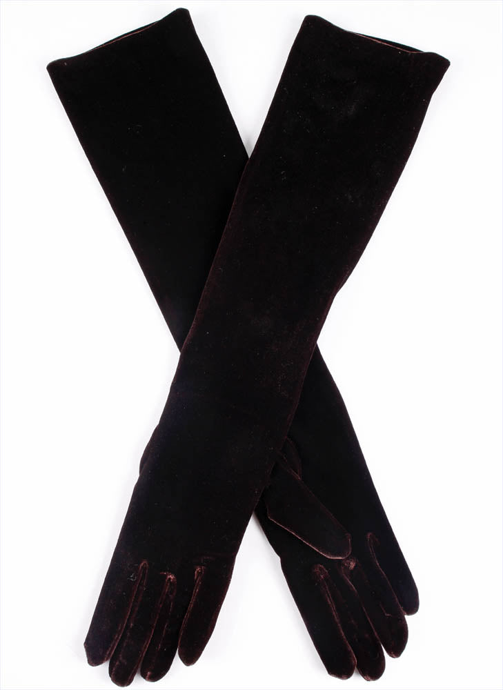 Women's Long Velvet Evening Gloves Dents - Main Image