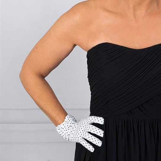 Women's Spotted Cotton Gloves With Cuff Bow