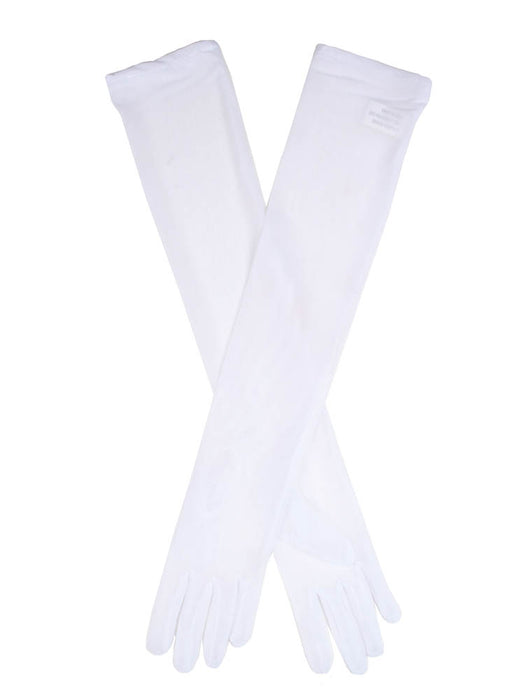 ladies long white tulle gloves