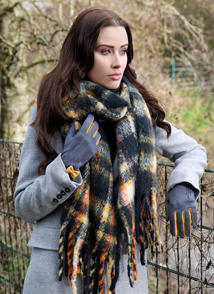 Women's Touchscreen Velour-Lined Faux Suede Gloves with Colour