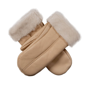 Women's tan sheepskin mittens