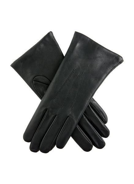 Women's Three-Point Cashmere-Lined Shorter Finger Leather Gloves