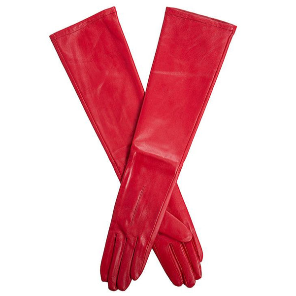 Women's Single-Point Long Above-Elbow Leather Gloves