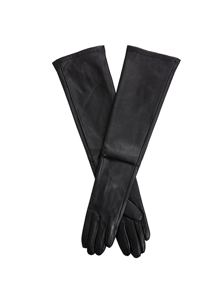 Women's Single-Point Long Above-Elbow Leather Gloves