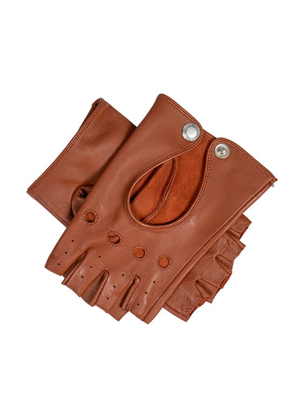 Women’s Fingerless Leather Driving Gloves, Marine / L