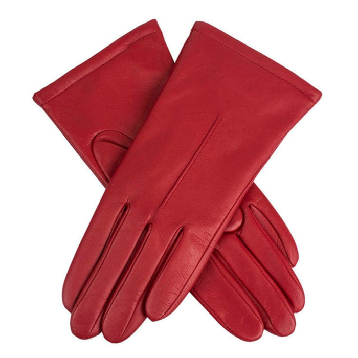 Women's Single Point Lined Leather Gloves in Berry