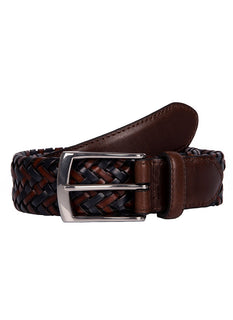 Fine Braided Leather Belt Black Unisex Size Personalized Hand 