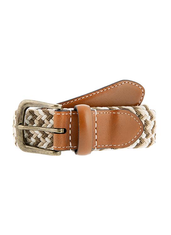 Men s Woven Stretch Belt with Antique Brushed Gold Buckle Dents